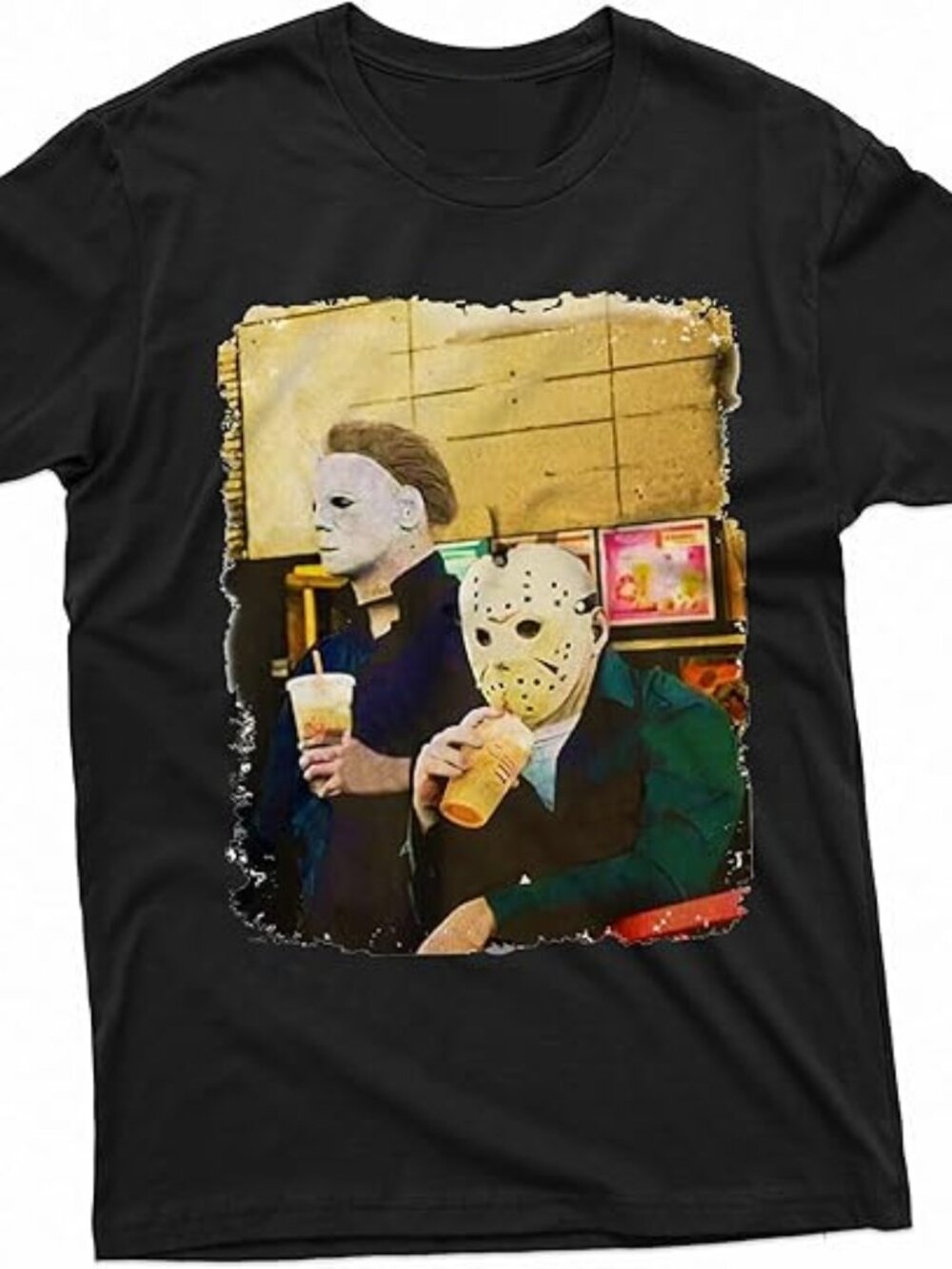 Halloween Movie Inspired T-Shirt Michael Myers Drinking Coffee Funny T Shirt